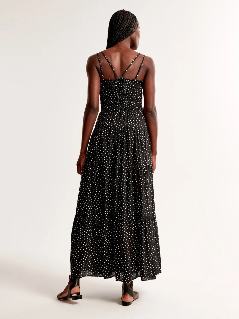 Abercrombie Black Polka Dot Tiered Maxi Dress - Classic Summer Style